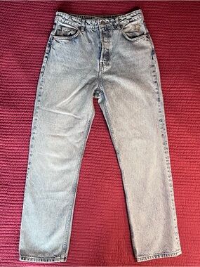 Reformation Cynthia High Rise Straight Jeans Star Embroidered Sloan Wash Size 28